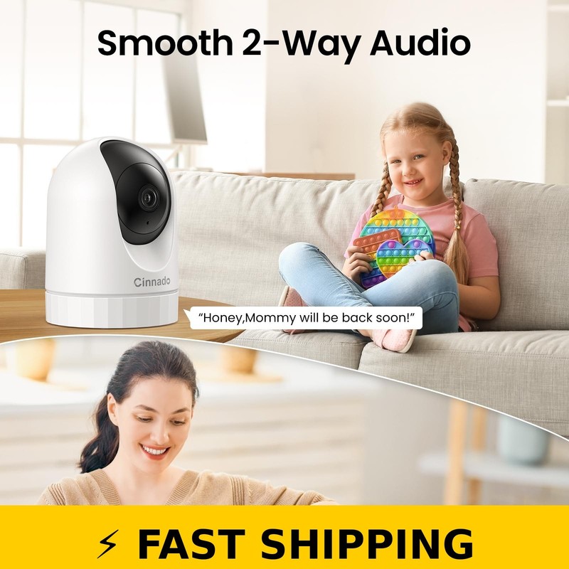 Cinnado D1 2K Indoor Security Camera with 360° View & 2-Way Audio gallery