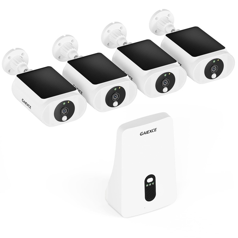 Solar Cameras Wireless Outdoor 4 Cam Kit Expadable to 10H, No Subscription Ca…