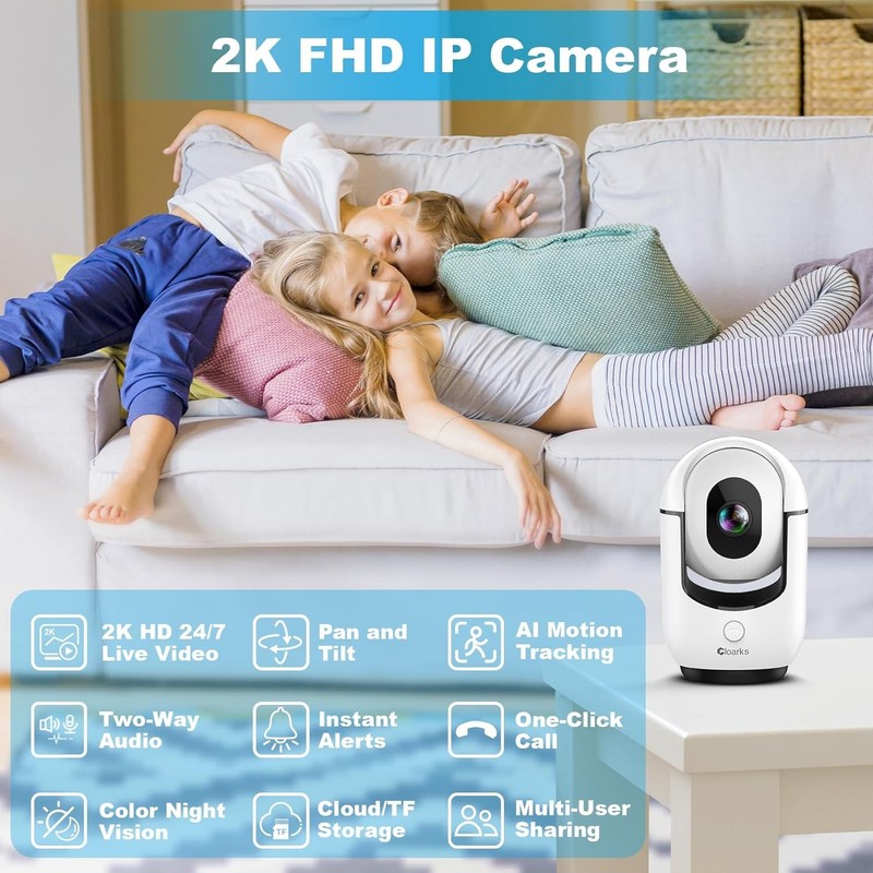 2K Pan/Tilt Security Camera, WiFi Indoor Cameras for Home Security with AI Motio gallery