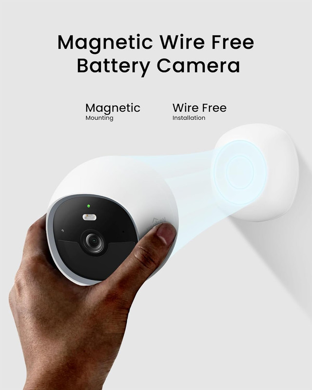 Wireless 2K Magnetic Indoor Security Camera, No Subscription, 8GB Storage gallery