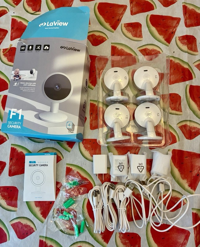 LaView F1 Wi-Fi Indoor HD 4-Pack White, Alexa/Google, Motion, 2-Way gallery