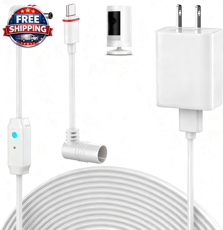 25FT Power Cord and Adapter Compatible with Ring Spotlight Cam Pro(Battery), St gallery