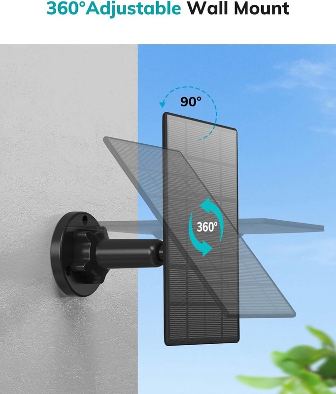 ZUMIMALL 3W Waterproof Solar Panel for Wireless Security Cameras (Type C Port) gallery