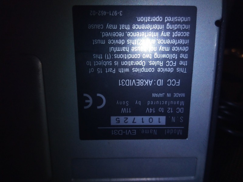 Sony Evi D31 Aetrha with Power Supply and Remote gallery