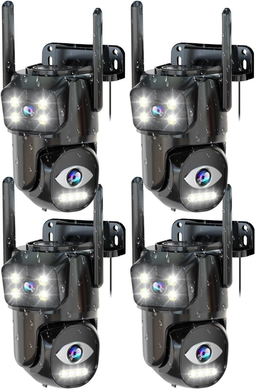 Dual Lens WiFi Outdoor Security Camera with Night Vision & Auto Tracking