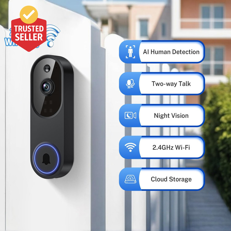 1080P Wireless Wi-Fi Video Doorbell Camera with Two Way Audio, Night Vision, Clo gallery