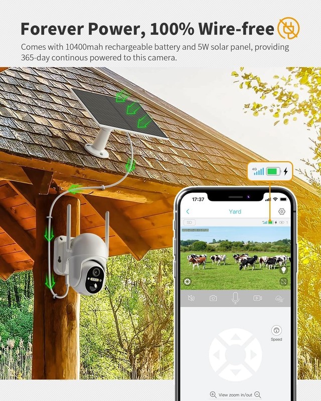 Weatherproof Solar 4G LTE Security Camera - Live View, SIM Card Included gallery