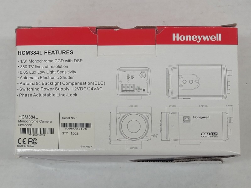 Honeywell Black & White Camera HCM384L and CCTV Lens HLD28V8F95L Combo gallery