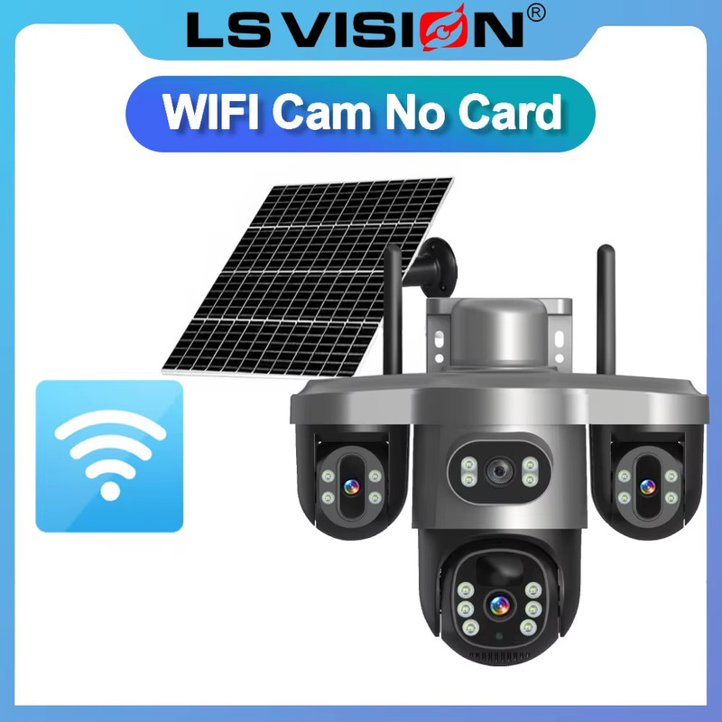 15MP Three Screen 4G Solar Security Camera Wifi Outdoor 10X Zoom 3 PTZ 360° Auto