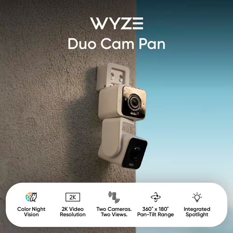 Pan Cam Duo, Dual Cam Indoor/Outdoor, Plug-In 2K Security Camera with Pan/Tilt/Z gallery