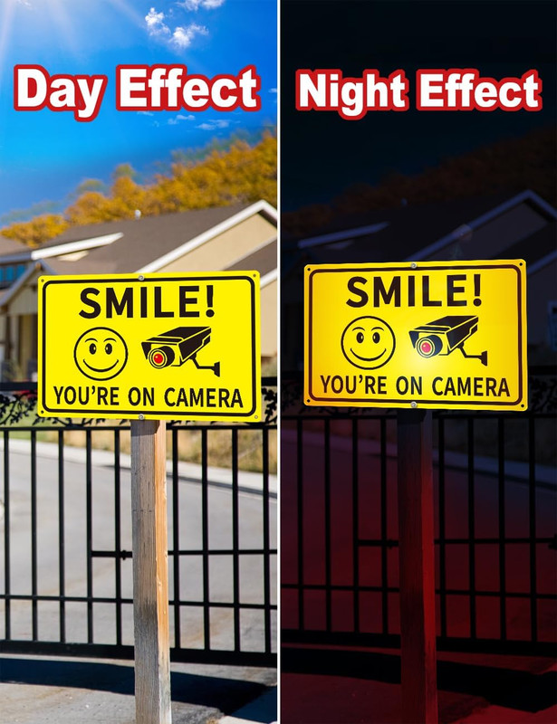 4-Pack Smile You'Re on Camera Signs 8"X12" Rust Free Aluminum Video Surveillance gallery