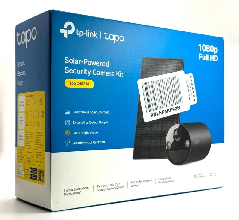 Tapo C403 SolarCam Kit 1080P Wireless, Night Vision, Alarm, SD Storage, Black