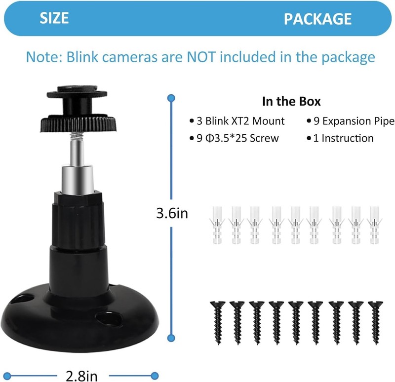 Universal Blink Camera Mount Set 3 Adjustable Wall Brackets for Home Security gallery