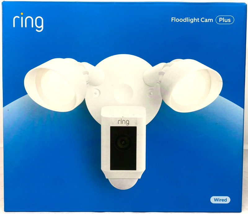 Ring Floodlight Cam Plus Outdoor Wired 1080p FHD Surveillance Camera White – NEW