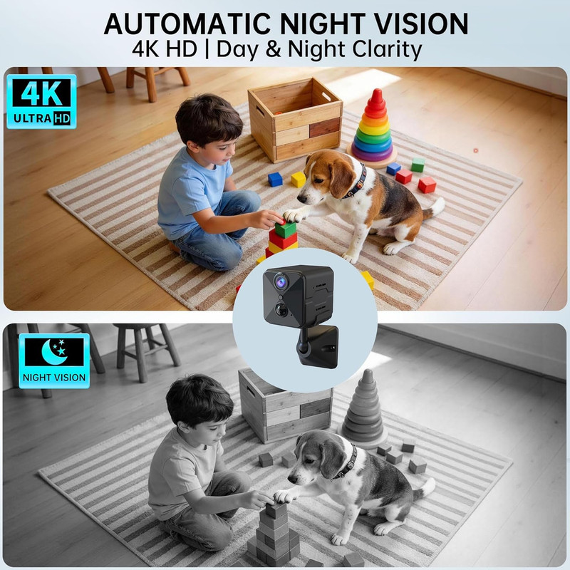 Mini Camara de Seguridad 4K HD Inalambrica Wifi Bateria de 100 Dias Vigilancia gallery