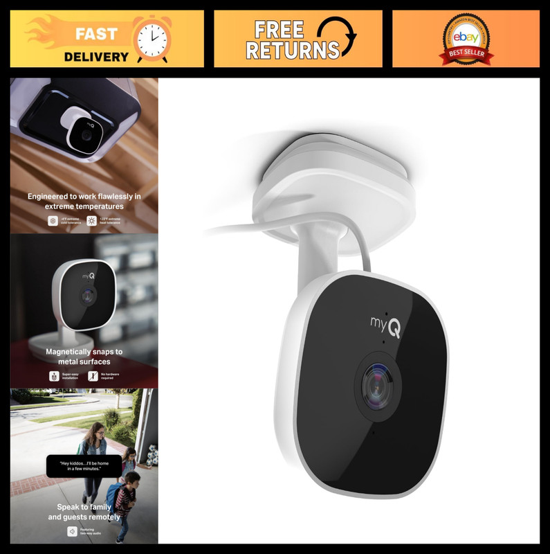 Smart Garage Security Camera – 1080p HD, Night Vision, Motion Detection, Wi-Fi,
