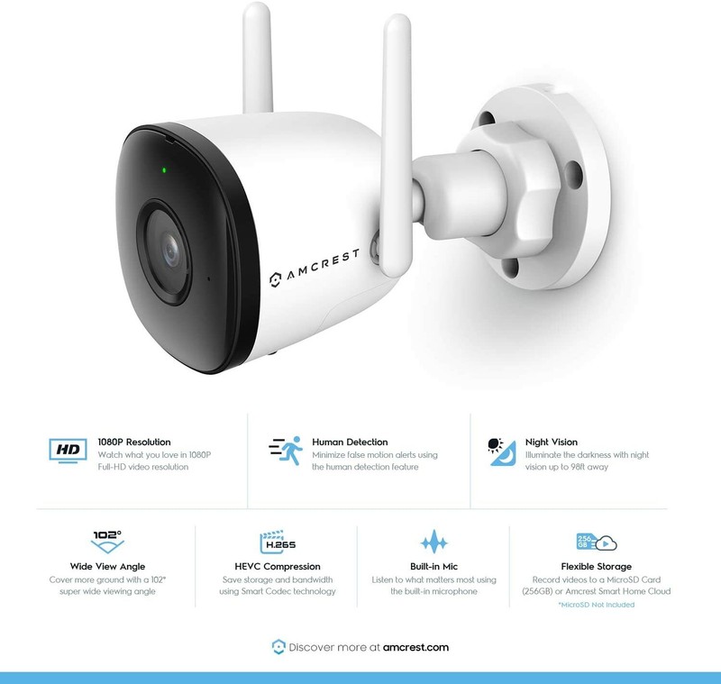 Amcrest 1080P Smart Home Wifi 2MP Outdoor Security Camera Wireless System w Mic gallery