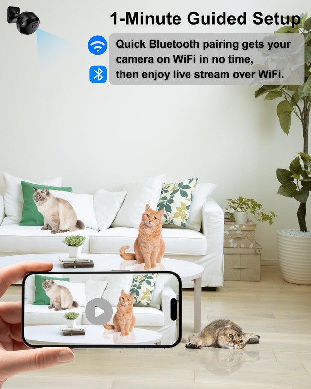 Indoor Camera Wireless 1080P Wi-Fi Camera for Home Security Pet Monitoring, M... gallery