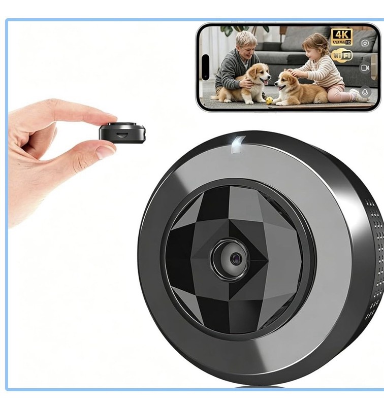 4K Indoor Camera Mini Camera APP Control Smart Motion Detection, Black