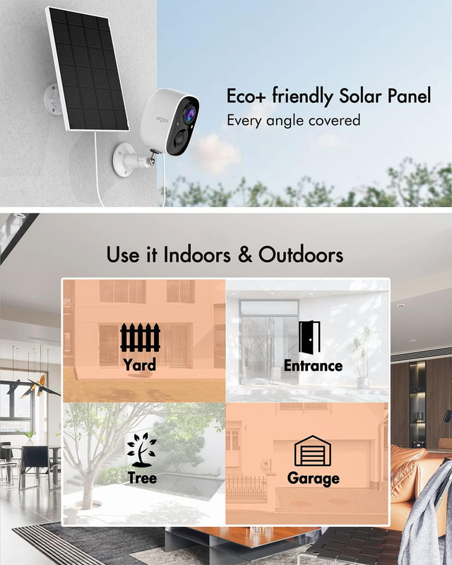 Camara de Seguridad Solar para Exterior Wifi 2K con Vision Nocturna a Color gallery