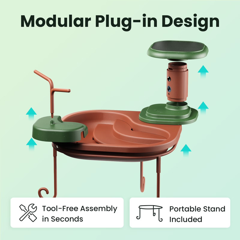 Smart Bird Bath with Camera Solar Powered, AI Identify, Live View, Instant Notif gallery