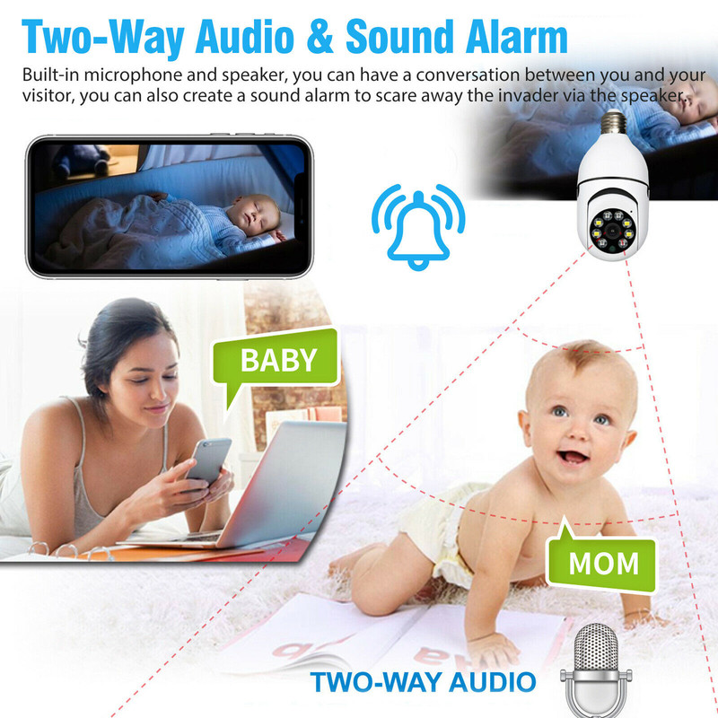 4x360° Panoramic WiFi IP Camera E27 Light Bulb Wireless 1080P HD Security Camera gallery
