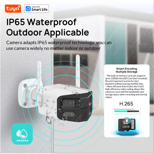 Tuya 4MP 2.5K Dual Lens Security Camera 180° Night Vision Two Way Talk US Plug gallery