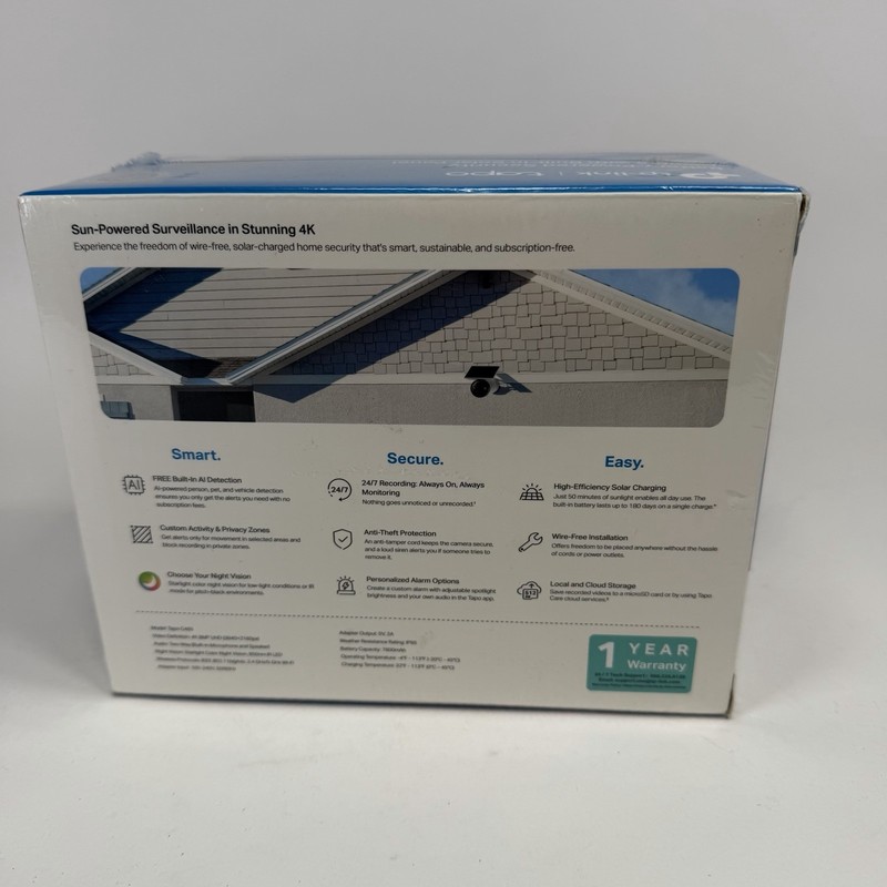 Tapo C465 MagCam 4K Outdoor Wireless Security Camera Built-In Solar Panel White gallery
