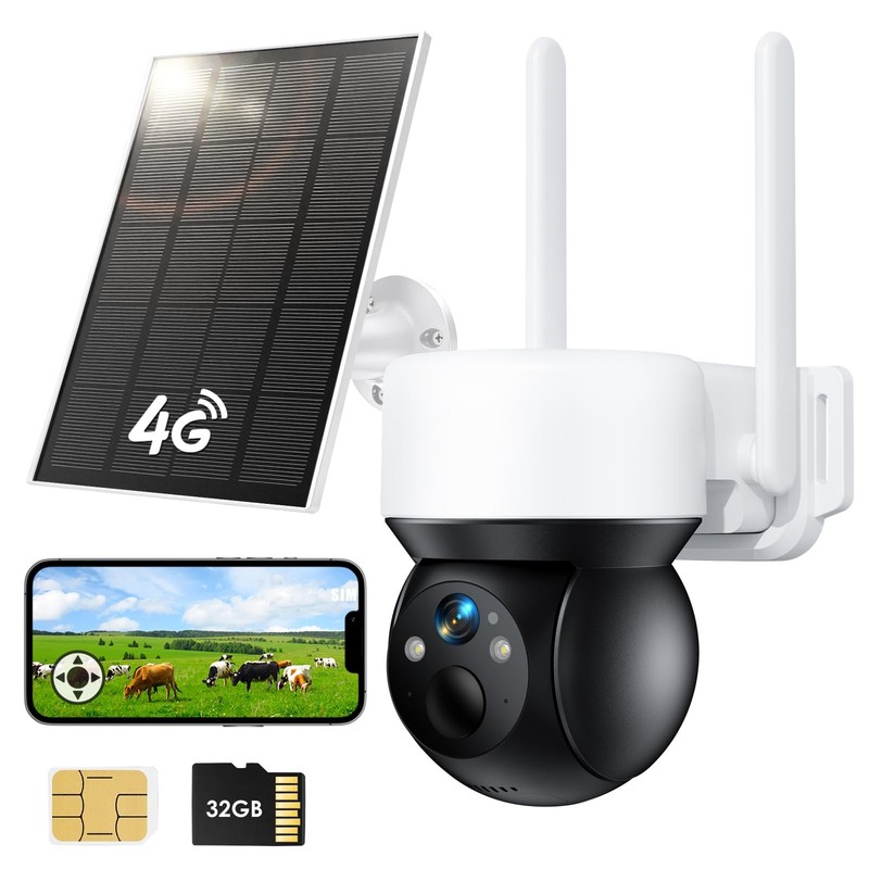 4G LTE Cellular Solar Security Camera Wireless Outdoor, No WiFi Security Came…