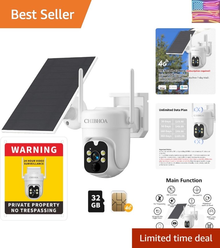 4G LTE Solar Security Camera – No WiFi Cellular Outdoor Camera with 2K Color …