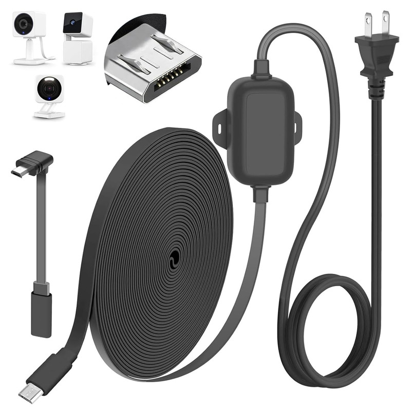 25FT Outdoor Power Adapter for WYZE Cam V4/Cam OG/V3/V3 Pro, L-Shape Micro USB E gallery
