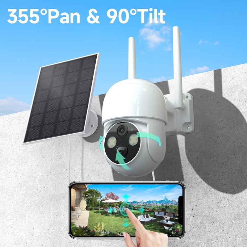 WOOLINK 2PCS 4MP Solar Security Camera Wireless Outdoor 2.5K Solar Power Camera gallery