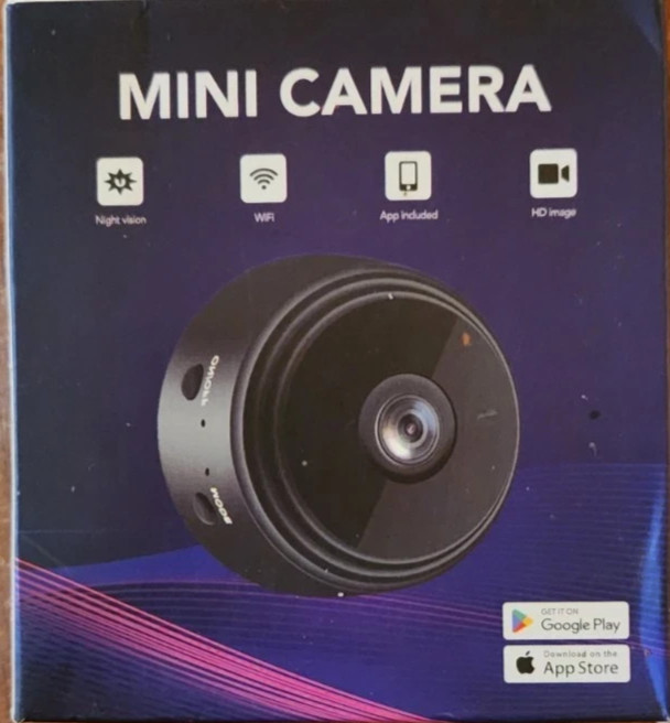 Mini Camera Wi-Fi Night Vision HD Discreet Magnetic Stand Black