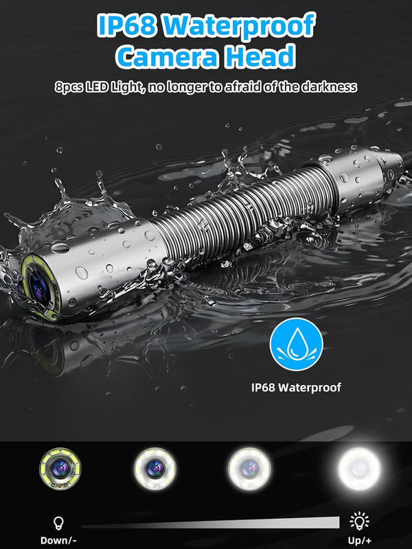 5" HD Sewer Camera with 32GB DVR, Microphone, 8 LED Lights, IP68 Waterproof gallery