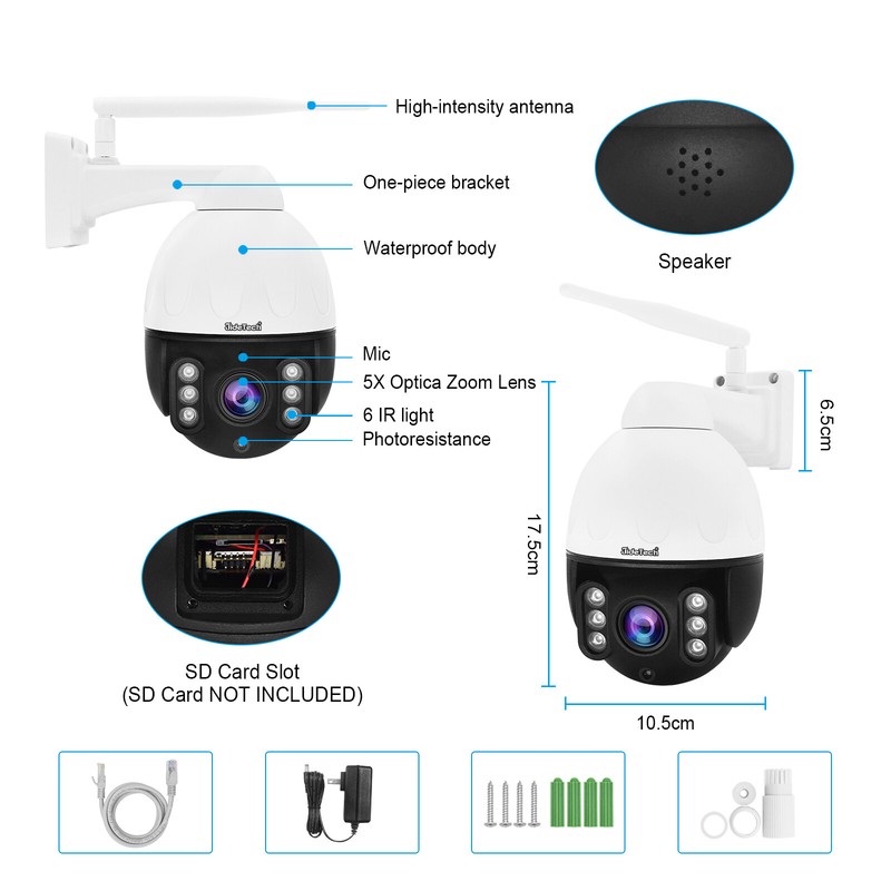 JideTech 5X Optical Zoom Camera 5MP PTZ Outdoor WiFi Camera With Auto Tracking gallery