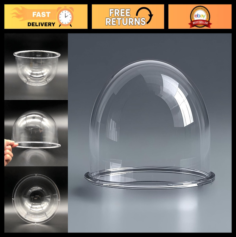 7″ Clear Acrylic Dome Cover for CCTV Security Camera – 177mm x 130mm, Pre-drille