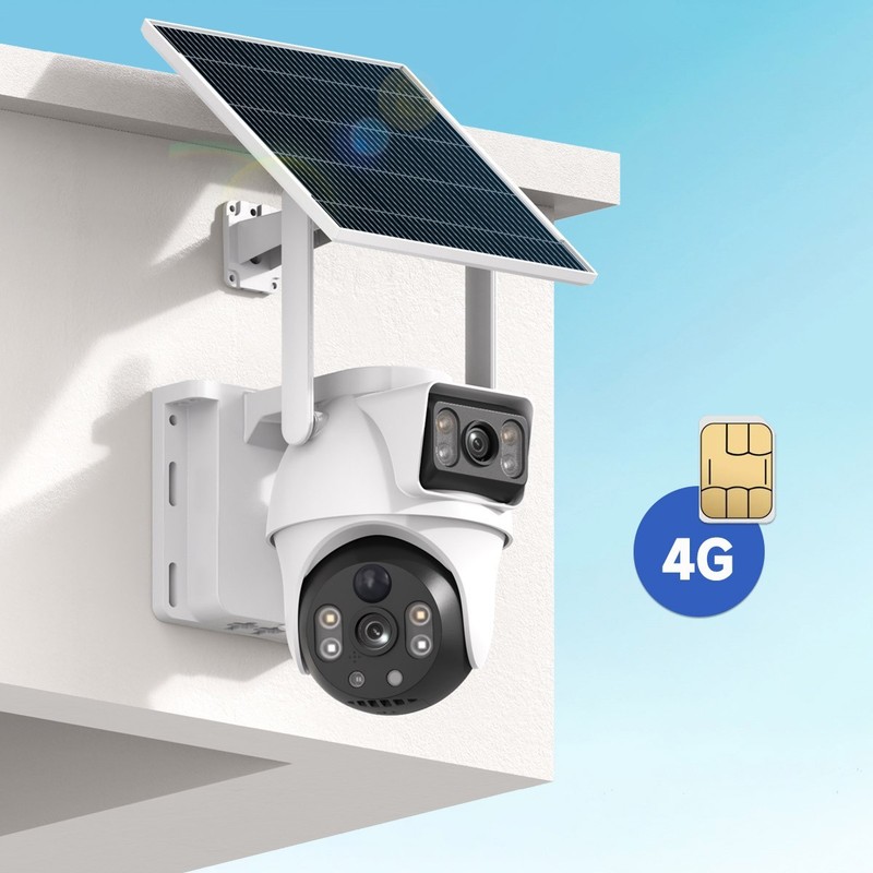 XIAOWV 4G LTE Cellular 8MP Solar Safety Surveillance Camera With Solar Panel