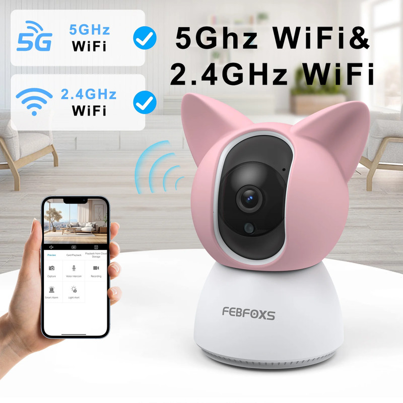 2K Baby Monitor Camera Indoor WiFi 5GHz 360° PTZ Two-Way Audio Motion Tracking gallery