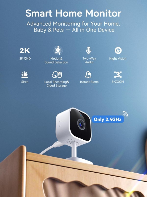 Cámara De Seguridad Interior 2K HD Wifi Monitor De Bebé Con Alerta Instantánea gallery