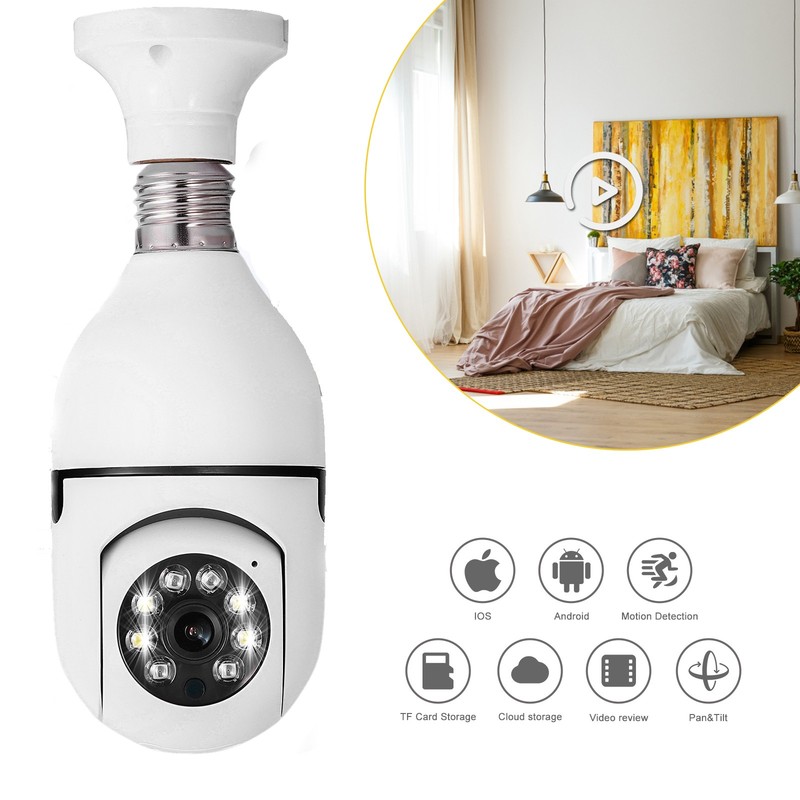 360° 1080P IP E27 Light Bulb Camera Wi-Fi IR Night Smart Home Wireless Security