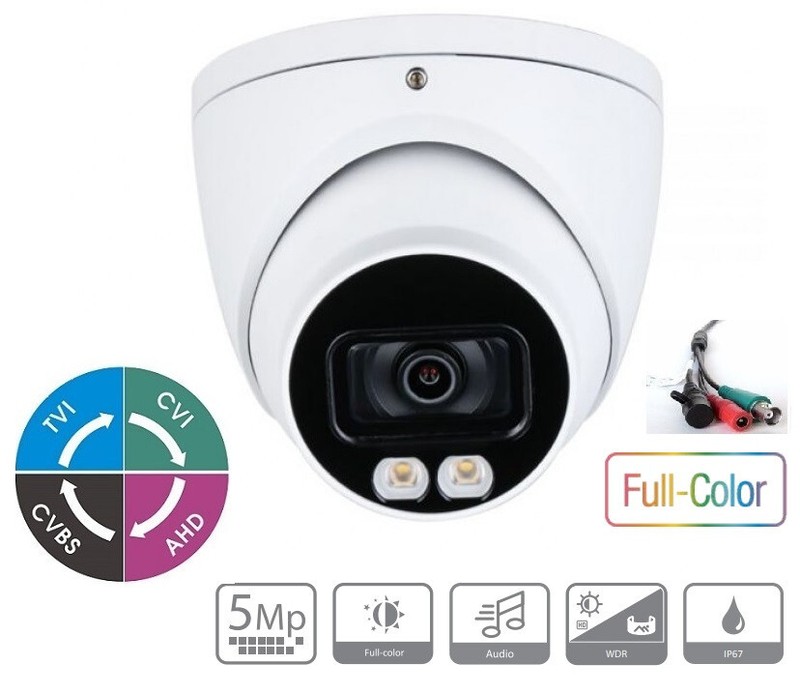 PROFESSIONAL 5MP COLOR DOME CAMERA TVI CVI AHD NIGHT VISION WITH AUDIO