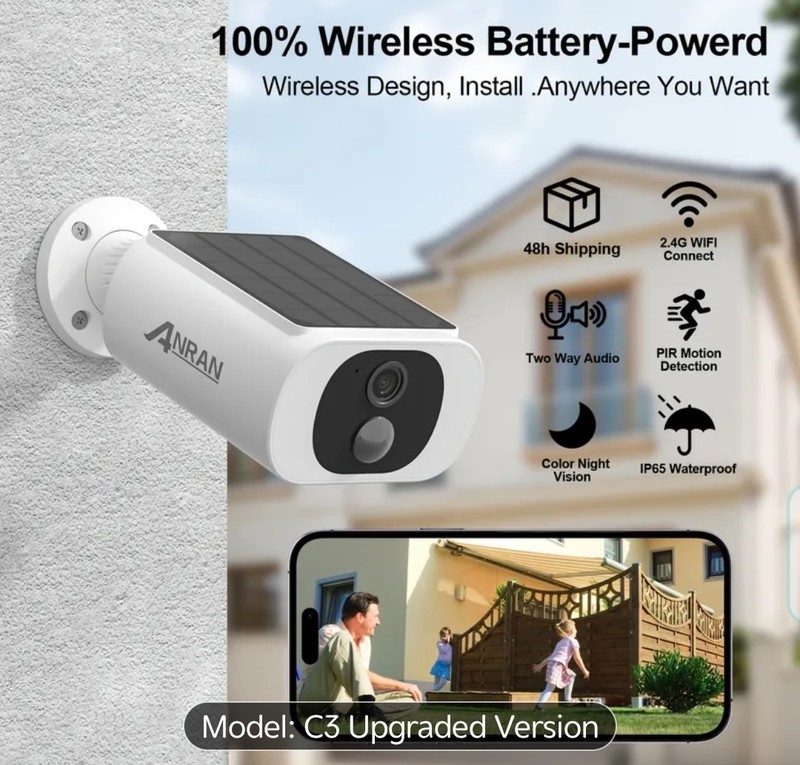 2K Solar wireless Security Camera, SD card+ Cloud,, WiFi, Motion Detcn 2 Pcs gallery