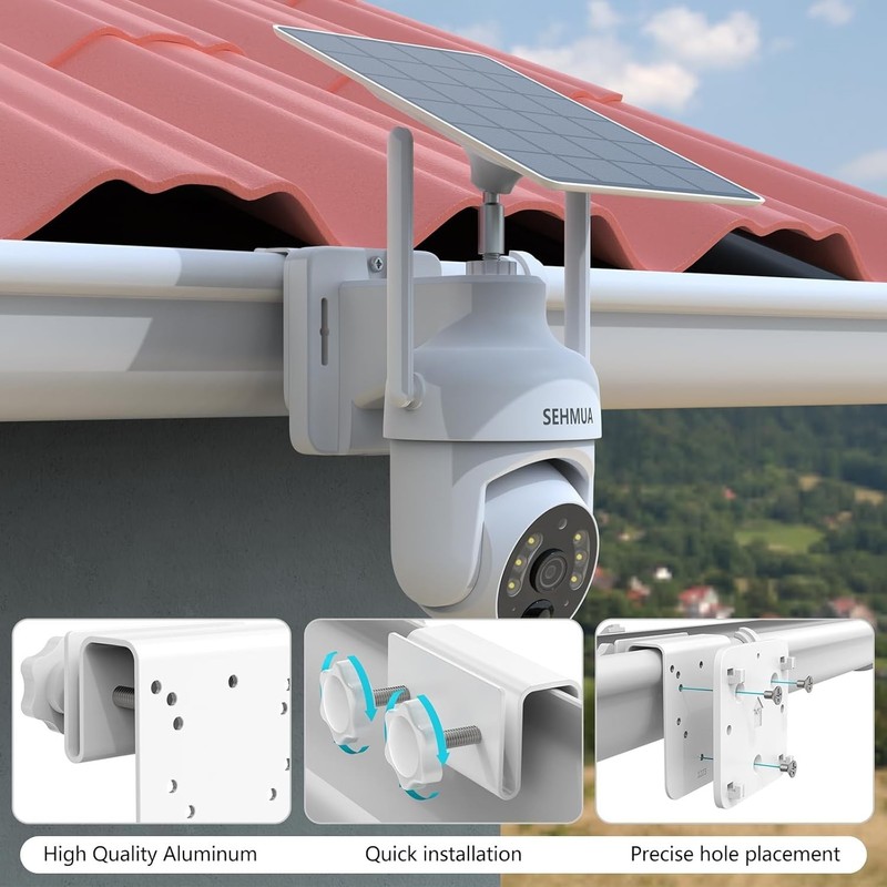 Durable White Gutter Mount Designed for SEHMUA RBX-S73 Solar Security Cameras gallery