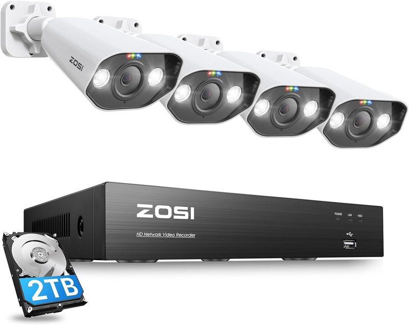 ZOSI 8CH 4K POE NVR 5MP Security IP Camera System AI Smart Detect 24/7 Audio 2TB gallery