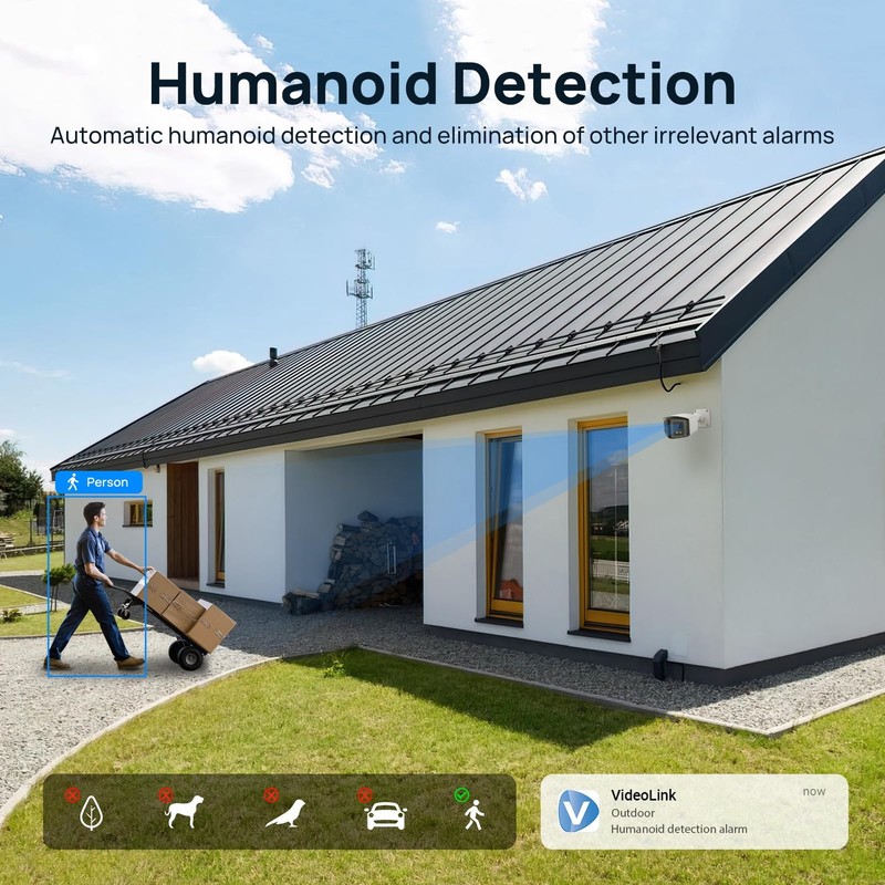4MP Dual Lens PoE IP Security Camera Outdoor with 180° Panoramic Wide Angle,S... gallery