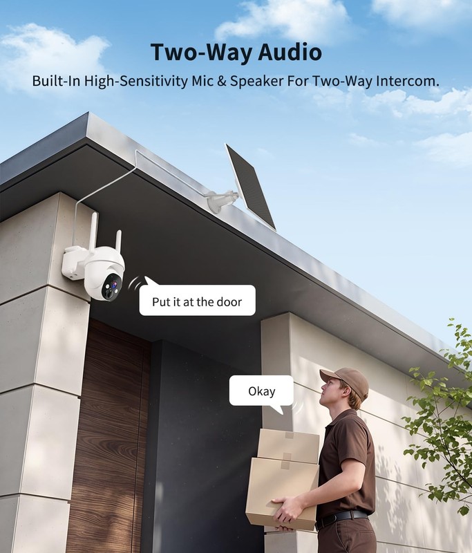 2K Solar Security Cameras Wireless Outdoor, 2.4G WiFi, 360° View gallery