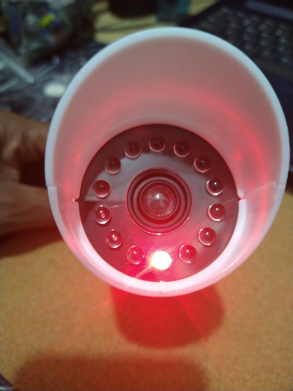 Simulated Dummy White Security Camera Indoor W/ Red Flashing Light