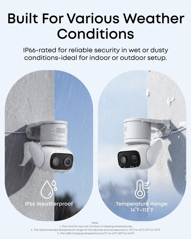 Indoor/Outdoor Security Cameras 2-Pack, 360° Pan & Tilt, Color Night Vision, AI gallery