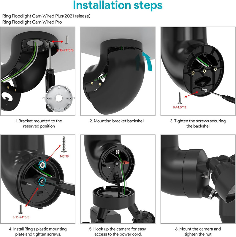 Eave Mount for Ring Floodlight Cam Wired Pro/Pro (2Nd Gen)/ Plus, Blink Wired Fl gallery