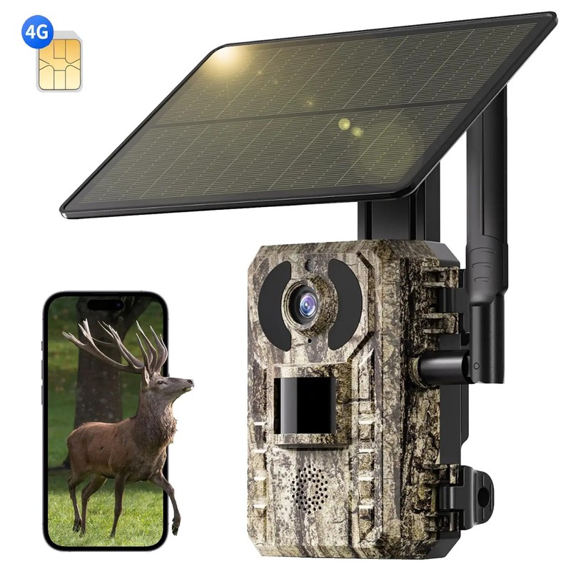 [2.7K Live] 4G LTE Cellular Trail Camera with Solar Power, Solar LTE Outdoor Sec